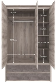 Dulap cu oglinda 3D4S, castan Nairobi   onix, JESI