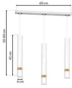 Lustră pe cablu JOKER WHITE WOOD 3xGU10/8W/230V