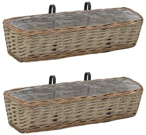 vidaXL Jardinieră de balcon, 2 buc., 60 cm, răchită cu căptușeală PE