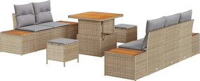 vidaXL Set de canapele pentru grădină 8 pcs Bej poliratan