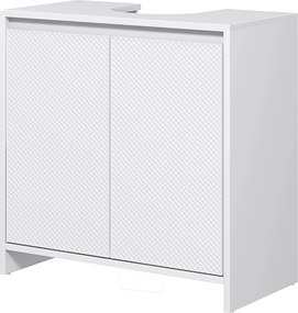 HOMCOM Mobilier Sub Chiuvetă pentru Baie cu 2 Uși, Dulap de Baie cu Decupaj în U pentru Țevi, 60x30x60 cm, Alb | Aosom Romania