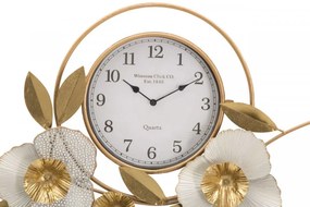 Ceas decorativ auriu/alb din metal, 92,5x8x45,5 cm, Flow Mauro Ferretti