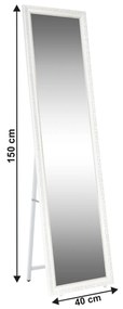 Oglinda de podea, alb ornament auriu, LAVAL