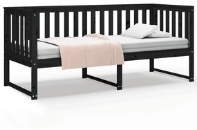820880 vidaXL Pat de zi, negru, 80x200 cm, lemn masiv de pin