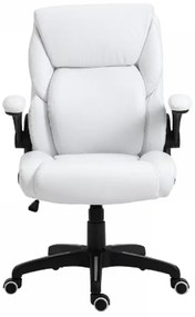 RESIGILAT- Scaun directorial, Rezistent 150 kg, Sezut cu Arcuri Metalice și Spumă, inaltime reglabila, piele ecologica, Alb