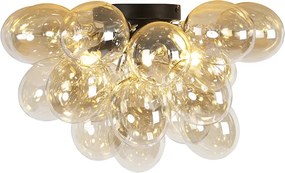 Plafonieră inteligentă neagră cu sticlă ambră 6 lumini incl. 6 WiFi G9 - Uvas