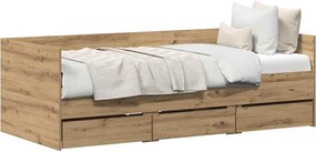 vidaXL Daybed cu headboard Stejar Artizanal 90 x 190 cm Lemn compozit