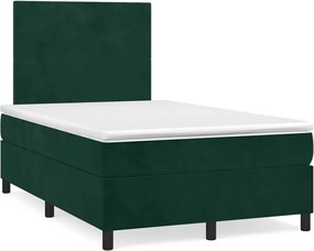 vidaXL Pat box spring cu saltea, verde închis, 120x200 cm, catifea