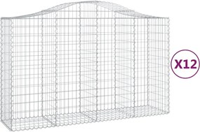 vidaXL Coșuri gabion arcuite 12 buc, 200x50x120/140cm, fier galvanizat