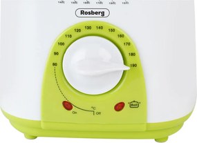 La mâna a doua: Friteuza mini Rosberg , 950W, 1 litru, Termostat, Strat antiaderent, Alb / Verde