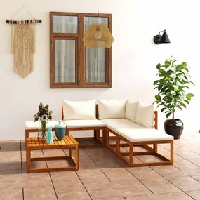 Set mobilier de gradina cu perne, 6 piese, lemn masiv de acacia
