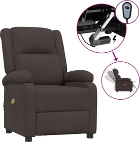 vidaXL Fotoliu de masaj electric, maro închis, material textil