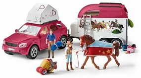 Mașină de aventură cu remorcă și cal Schleich 42535