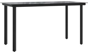 Set mobilier de gradina, 9 piese, negru, otel si textilena