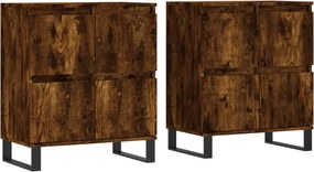 vidaXL Servante, 2 buc., stejar afumat, lemn prelucrat
