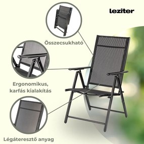 Scaun de grădină pliabil Lugo cu cadru metalic, negru