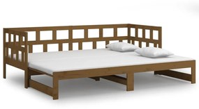 820235 vidaXL Pat extensibil de zi, maro miere, 2x(90x190) cm, lemn masiv pin