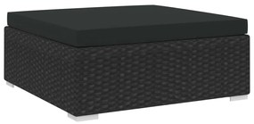 vidaXL Taburet modular, 1 buc., cu pernă, negru, poliratan