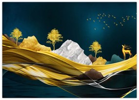 Tablou pe sticlă - Peisaj, cerb (70x50 cm)