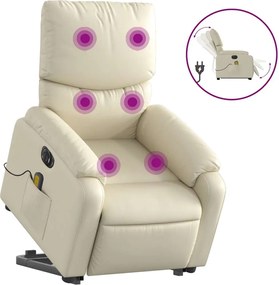 vidaXL Fotoliu electric masaj rabatabil cu ridicare, crem
