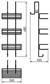 Gedy - Etajeră de perete pentru duș CHROM LINE, 68 x 24 cm, crom lucios