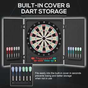 HOMCOM Tabla de Darts Electronică Profesională cu 6 Display-uri, 12 Săgeți, 27 Moduri de Joc, 51x6.5x57cm, Negru | Aosom Romania