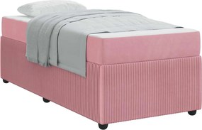 vidaXL Cadru de pat cu saltea Roz 100 x 200 cm țesătură