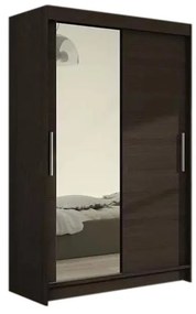 Supermobel Dulap dormitor cu uși glisante MIAMI VI cu oglindă, 120x200x58, ciocolata