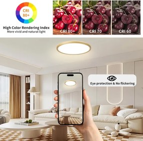 Brilagi - Lampă LED ULTRA SLIM pentru baie, 24W/230V, Ø 42 cm, auriu, IP54