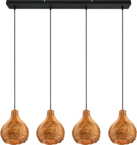 Reality SPROUT - Lustru suspendat pe cablu, 3x E14/40W/230V, maro/ratan