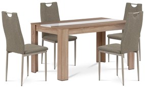 Set masă MDF cu 4 scaune, 138 x 80 x 75 cm, stejarSonoma