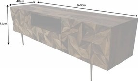 Comoda TV design industrial Stone Finish 160cm Sheesham