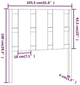 Tablie de pat, alb, 105,5x4x100 cm, lemn masiv de pin 1, Alb, 105.5 x 4 x 100 cm
