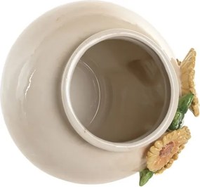Vază decorativă din ceramică cu motiv floarea-soarelui, 26×26×24 cm, „Girasol"