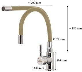 Baterie chiuvetă independentă Corin cu cioc flexibil bej
