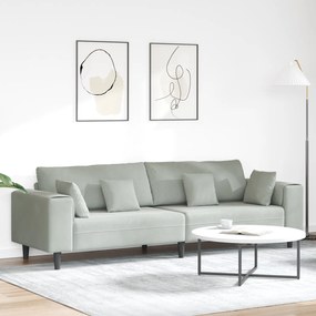 vidaXL Canapea din catifea cu pernă Gri deschis 208 cm Catifea