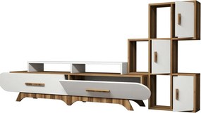 Măsuță TV cu dulap Flora S White and Walnut