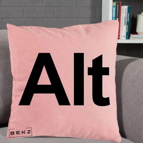 Perna Personalizata Tasta Alt Tipografie Bold, 40x40 cm, Roz, Husa Detasabila, Perna Inclusa, BEKZ®