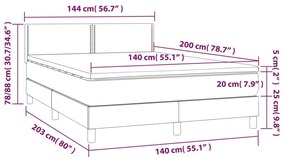 Pat cu arcuri, saltea si LED, maro inchis, 140x200 cm, textil Maro inchis, 140 x 200 cm, Culoare unica si cuie de tapiterie