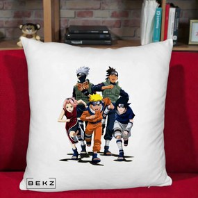 Perna Personalizata Naruto Echipa 7 Kakashi Sensei, 40x40 cm, Alb Pufos, Husa Detasabila, Perna Inclusa, BEKZ®