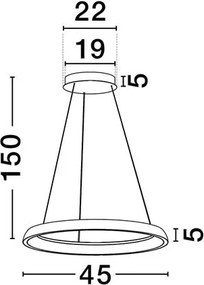 Lustra circulara aluminiu negru LED CCT OVIA 45cm