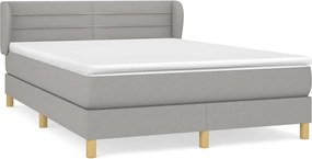 vidaXL Pat box spring cu saltea, gri deschis, 140x190 cm, textil