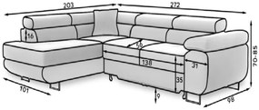Coltar extensibil stanga 4 locuri, ELTAP, Anton, 272x203x85 cm, lemn/poliester, mustar
