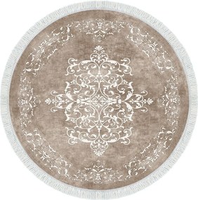 Covor ALN400616BJ18, 180x180 cm, forma rotunda, poliester, bej
