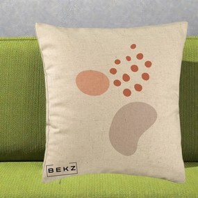 Perna Decorativa Abstract Forme Organice Pastel, 40x40 cm, Bej, Husa Detasabila, Perna Inclusa, BEKZ®