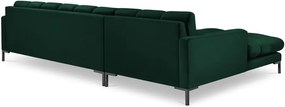 Colțar din catifea cu extensie pe partea stângă Cosmopolitan Design Bali, verde închis