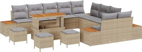 vidaXL Set de canapele pentru grădină 14 pcs Bej poliratan