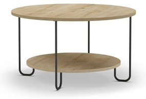 Măsuță de cafea în culoare naturală rotundă cu blat cu aspect de lemn de stejar ø 80 cm Tonka – Marckeric