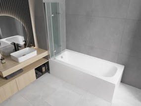 Mexen Vega cada dreptunghiulară 150 x 70 cm cu carcasă și paravan cu 3 aripi de 120 cm, transparent, crom