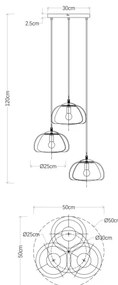 Lustră pe cablu Globo 15743-3HR JELLA 3xE14/40W/230V